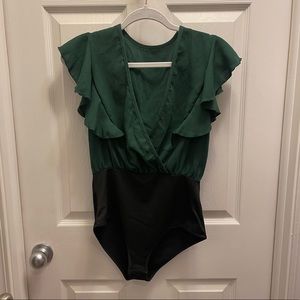 NWOT SHEIN Chiffon Short Sleeve *FINAL DROP* Green Bodysuit